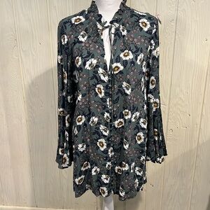 Free People Magic Mystery Green Boho Mini Dress XS